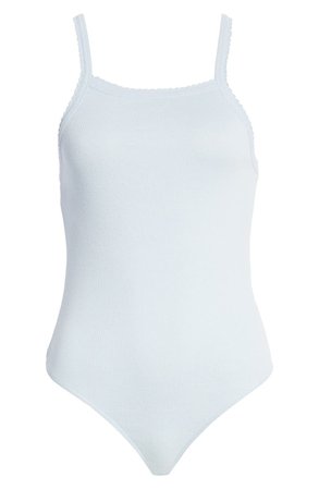 BP. Picot Trim Cotton Blend Rib Bodysuit | Nordstrom