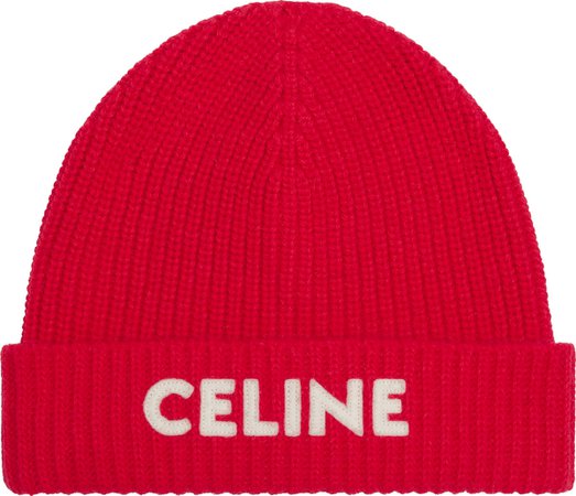 red celine beanie Embroidered Knit Wool