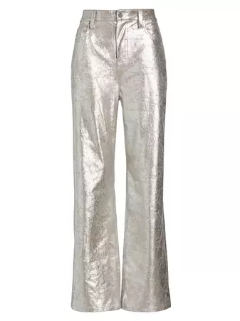 Simon Miller Fizzy Faux Leather Wide Leg Pants silver foil