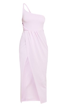 Lilac Crinkle One Shoulder Waist Detail Midaxi Dress | PrettyLittleThing USA