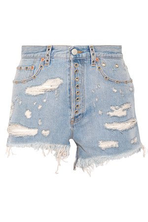 Gucci | Embellished distressed denim shorts | NET-A-PORTER.COM