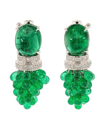 SABOO FINE JEWELS 18kt White Gold Emerald Diamond Earrings - Farfetch
