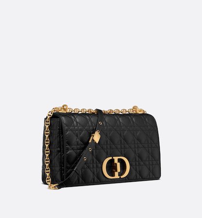 Large Dior Caro Bag Black Supple Cannage Calfskin - Bags - Women's Fashion | DIOR