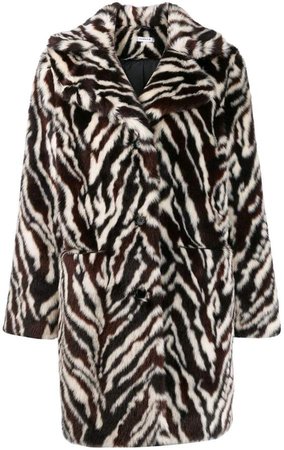 zebra print faux fur coat