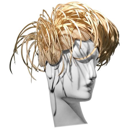 1950s Bes-Ben Ivory Feather and Pearl Medallion Cocktail Hat For Sale at 1stdibs