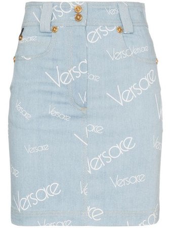 Versace vintage logo denim skirt $572 - Shop AW18 Online - Fast Delivery, Price