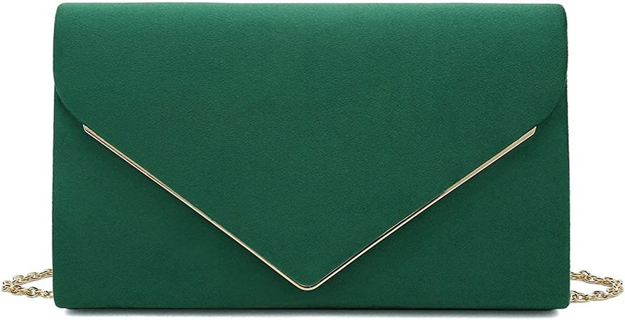 CHARMING TAILOR Faux Suede Clutch Bag Elegant Metal Binding Evening Purse for Wedding/Prom/Black-Tie Events (Green): Handbags: Amazon.com