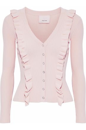 Noya ruffle-trimmed ribbed-knit cardigan | CINQ À SEPT | Sale up to 70% off | THE OUTNET