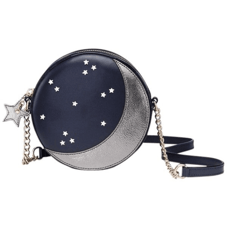 silver and blue moon and stars purse