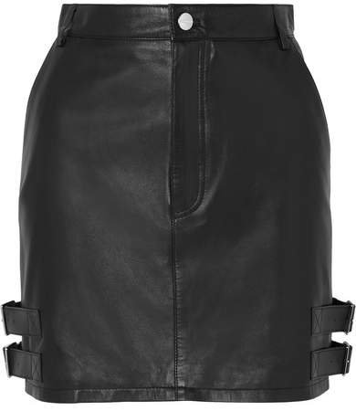 Lawrence Buckled Leather Mini Skirt - Black