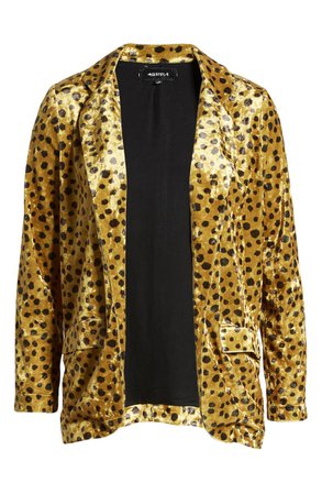 4SI3NNA Ansel Cheetah Print Velvet Jacket gold