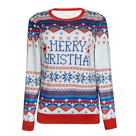 Women's Knit Sweater Pullover with Ugly Merry Christmas Letter Geometric Vintage Funny Merry Tunic - Limsea at Amazon Women’s Clothing store