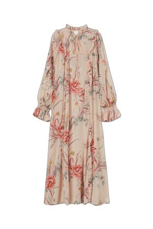 Chiffon Maxi Dress Light beige/floral