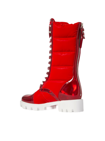 Christian Louboutin Pavleta leather-trimmed quilted shell boots red
