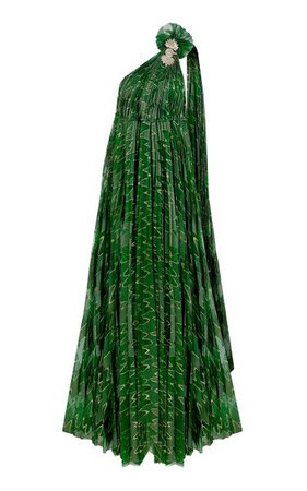 Pleated Lace Asymmetric Gown By Raisa Vanessa | Moda Operandi