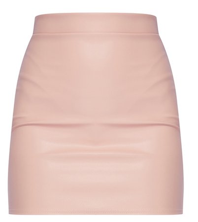 pink/nude leather mini skirt