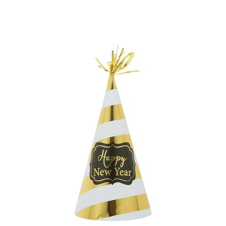 Gold Striped New Year's Party Hat 5in x 9in | Party City Canada