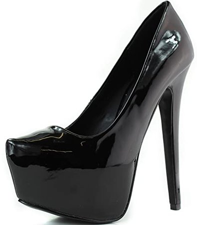 *clipped by @luci-her* Pointed Toe Platform Stiletto Heels High Heel Closed Extreme 6.25" Ellen-29 Black Patent 5 | Pumps