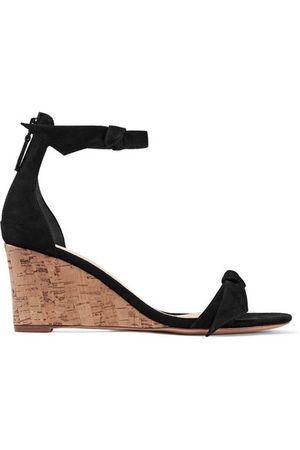 Alexandre Birman | Clarita bow-embellished suede wedge sandals | NET-A-PORTER.COM
