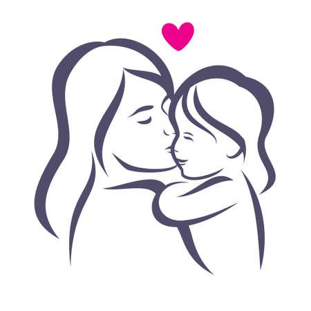 mother daughter silhouette illustration