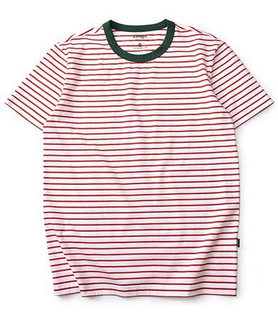 Amazon.com: Zengjo Mens Striped Shirt(XXL,White/Red(Green Rib)): Clothing
