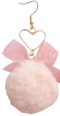 fluffy pom pom earring with bow