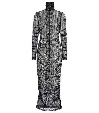 Dolce&Gabbana - Lace mockneck midi dress | Mytheresa