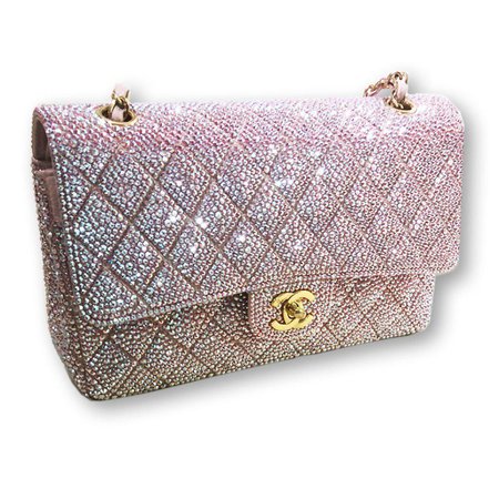 Chanel Swarovski Crystal Covered Chanel Purse Classic Flap-Small/Medium, Mulberry Rose