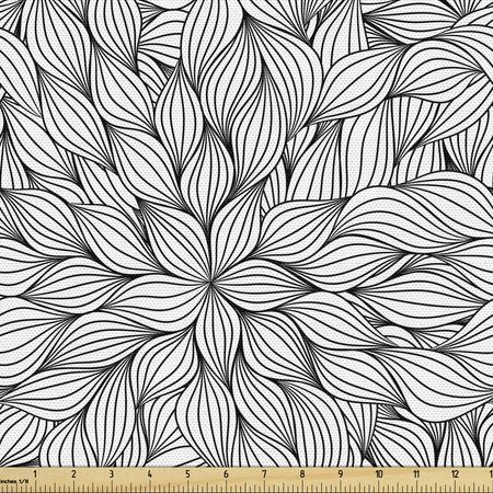 Black White Sofa Upholstery Fabric by the Yard, Line Art Style Foliage Pattern with Striped Leaves Petals Botany Theme, Decorative Fabric for DIY & Home Accents, 1 Yard, Black White by Ambesonne - Walmart.com