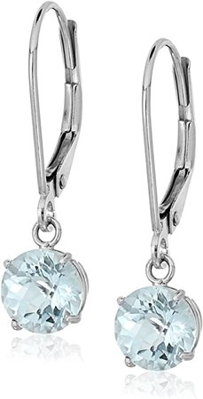 Amazon.com: Amazon Collection 925 Sterling Silver 6mm Round March Birthstone Aquamarine Dangle Earrings for Women with Leverbacks : Clothing, Shoes & Jewelry