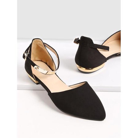 Flats | Shop Women's Black Point Toe Metallic Slingbacks Flats at Fashiontage | 1da16b5a-0-color-black-size-eur35