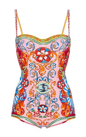 Printed Bustier One Piece Swimsuit by Dolce & Gabbana | Moda Operandi