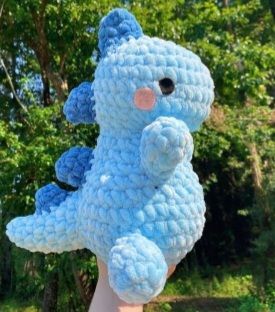 crochet blueberry dino