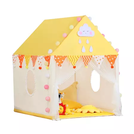 AUSFUNKIDS Indoor Tent Game House w/ Light And Cushion Children Castle – Sports Leisure