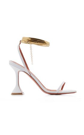Amina Muaddi white sandal heels