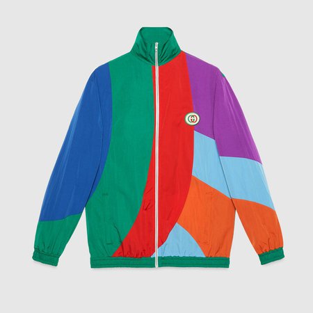 green/multicolor nylon Oversize waterproof nylon jacket | GUCCI® US