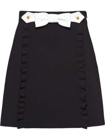 Black Miu Miu Ruffle Bow Mini Skirt | Farfetch.com