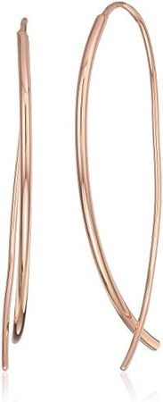 Amazon.com: Amazon Collection 14k Rose Gold Plated Sterling Silver Hard Wire Threader Earrings : Clothing, Shoes & Jewelry