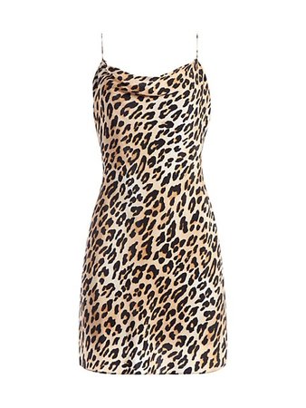 Alice + Olivia Harmony Leopard Draped Slip Mini Dress | SaksFifthAvenue