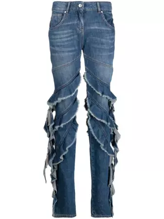 Blumarine ruffle-trim straight-leg Jeans - Farfetch
