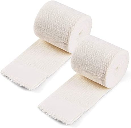 Amazon.com: Cotton Elastic Bandage, 2 Rolls Compression Bandage, Elastic Wrap with Hook-and-Loop Closure on Both Ends, 2 Inch Wide x 15 Feet Long, Latex Free for Wound Care, Swelling, Sprained Ankle : Health & Household
