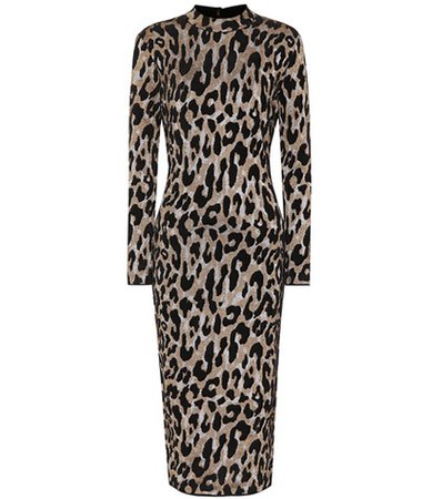 Leopard-printed midi dress