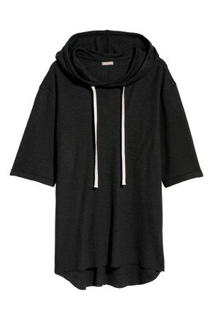 Short-sleeved Hooded Shirt | Black | SALE | H&M US