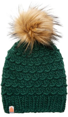 Sh*T That I Knit The Gunn Merino Wool Beanie with Removable Faux Fur Pompom