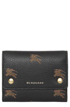 Burberry Embossed Leather Flap Wallet Black