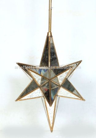 Antique Mirror Glass Moravian Star Pendant Light