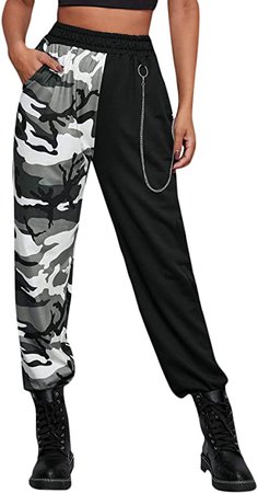 WDIRARA Women's Two Tone Plaid Print Elastic Waist Fashion Straight Leg Pants at Amazon Women’s Clothing store