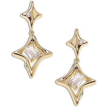 Amazon.com: Sonateomber Gold Star Drop Dangle Earrings for Women Girls - Unique Sparkly Cubic Zirconia Crystal Four Pointed Star Dangling Hypoallergenic Stud Fashion Prom Jewelry Gifts: Clothing, Shoes & Jewelry
