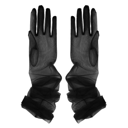 black tulle gloves