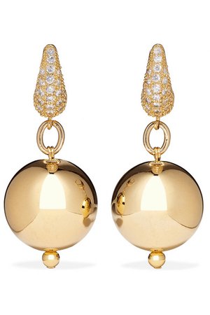 Mounser | Full Moon gold-plated cubic zirconia earrings | NET-A-PORTER.COM